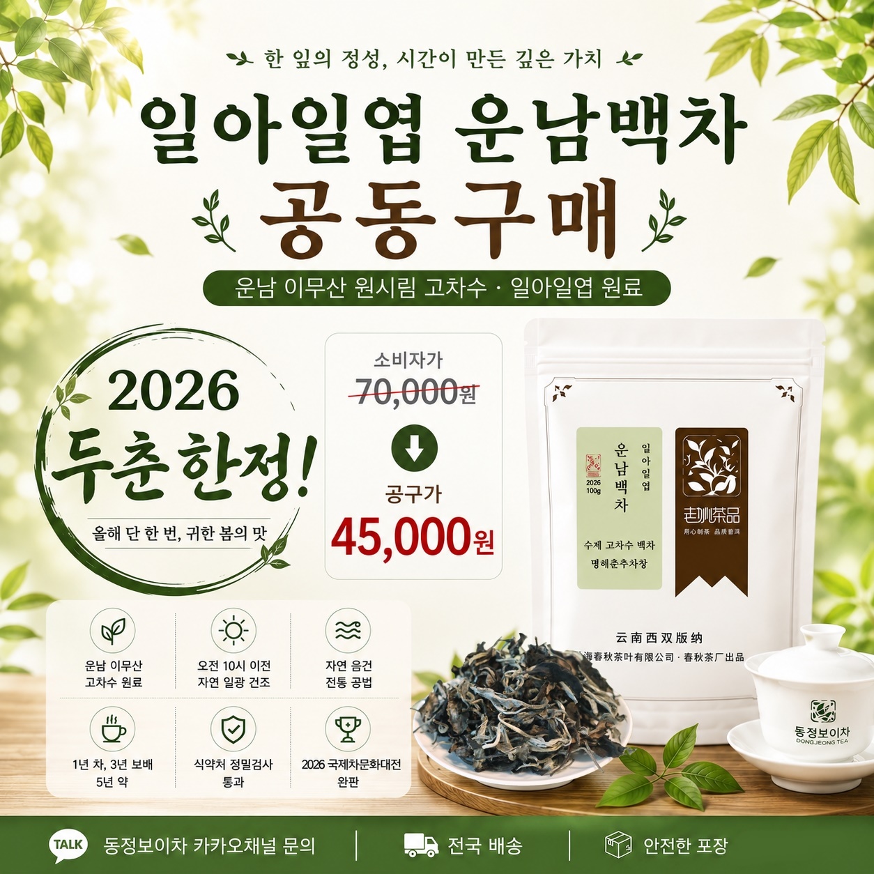 일아일엽운남백차 2026 두춘 공동구매
