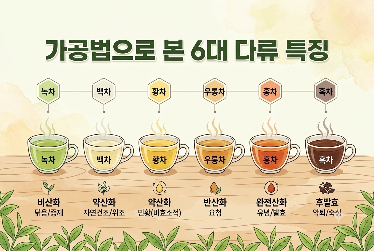 가공법으로 본 6대 다류 특징